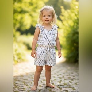 Miller, London Toddler Girl Cotton Romper Made In Portugal 3T